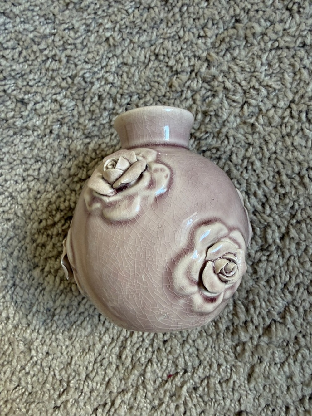 Blush Pink Ceramic Rose Accent Vase - Unbranded